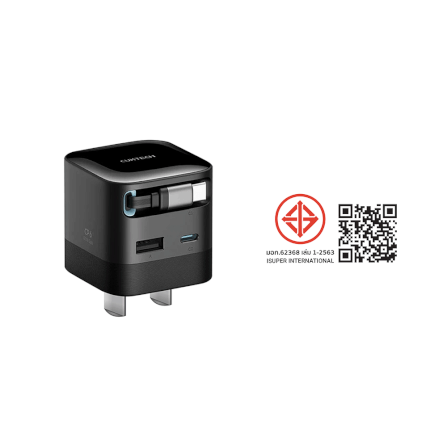 หัวชาร์จเร็วพร้อมสาย CUKTECH AD653W สีดำ GAN 65W รองรับ PD, PPS, QC_11